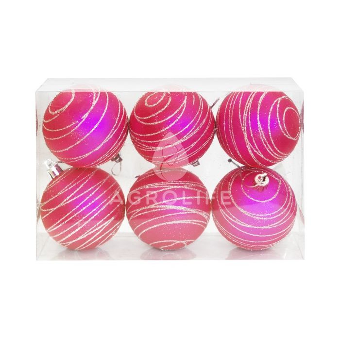 Набір кульок, 6 шт, 7 см, пластик, колір рожевий з візерунком, Jumi