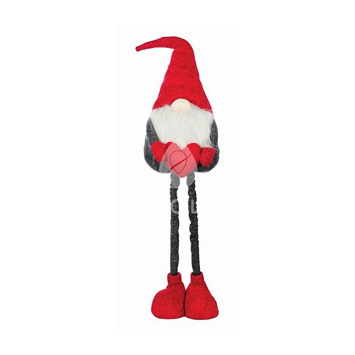 Фігурка новорічна, 75 см, Леприкон з серцем, текстильний, колір червоний, сірий, Jumi