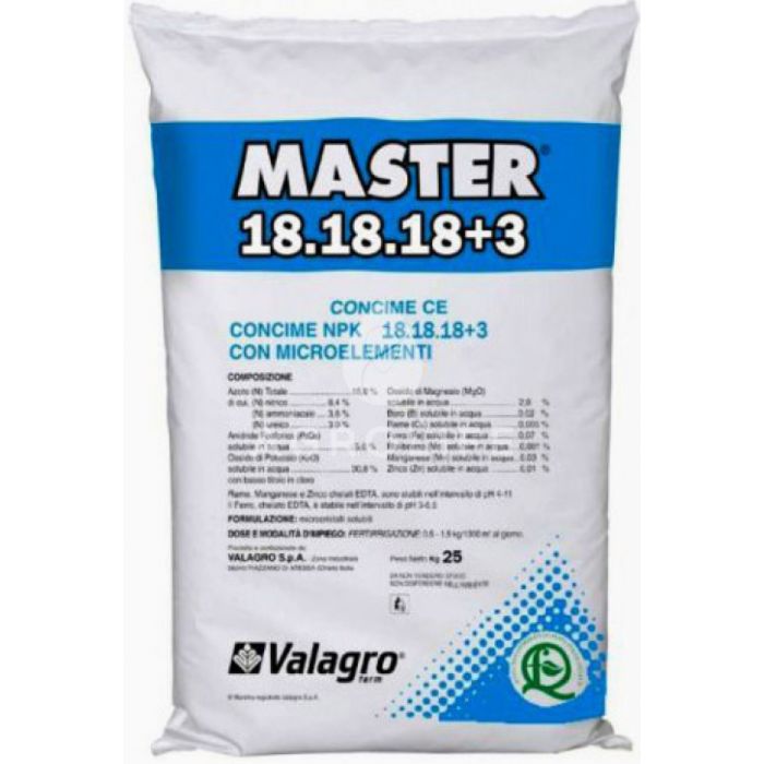 МАЙСТЕР NPK 18.18.18+3 / MASTER NPK 18.18.18+3 - комплексне мінеральне добриво, Valagro