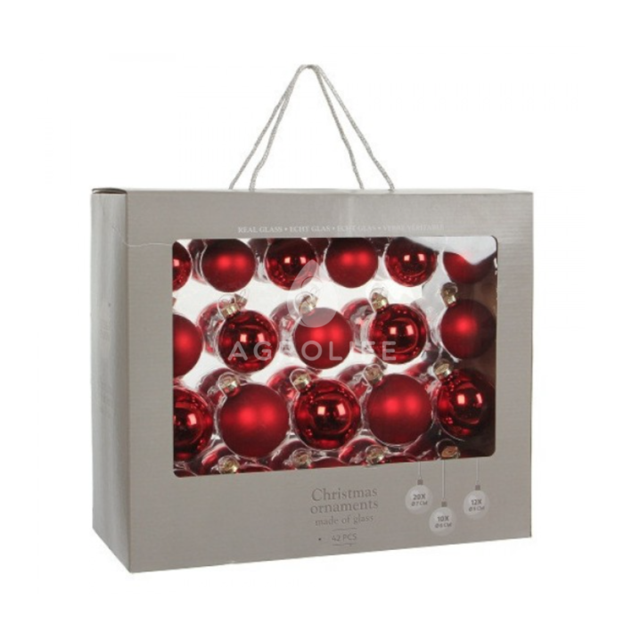 Елочные шарики 42 шт., комплект, цвет красный, House of Seasons