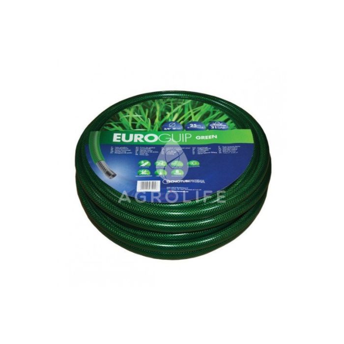 Шланг поливочный садовый Tecnotubi Euro Guip Green диаметр 3/4 дюйма (EGG 3/4), 1 шт., Presto-PS