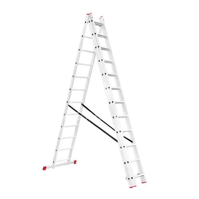 Лестница алюминиевая 3-х секционная универсальная раскладная 3x12 ступ. 7,89 м, LT-0312, INTERTOOL