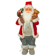 Фігурка новорічна Санта Клаус, 61 см (Червоний / Чорний / Сірий), Time Eco