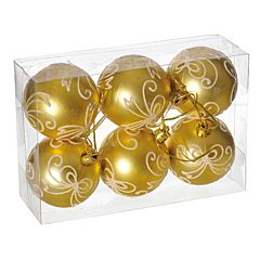 Набір кульок з візерунком, 6 шт. 6 см. золотий, Jumi
