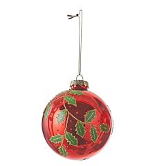  Ялинкова скляна кулька "Листок", 8 см, колір червоний, (8718861439786LIST), House of Seasons