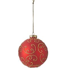  Ялинкова скляна кулька "Орнамент", 8 см, колір червоний, (8718861439786ORNAMENT), House of Seasons