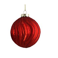 Елочные стеклянные шарики красные, 8 см, Волна, (8718861689747VOLNA), House of Seasons