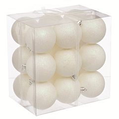 Набор шариков, 18 шт, 6 см, с блестками, пластик, цвет белый, Jumi