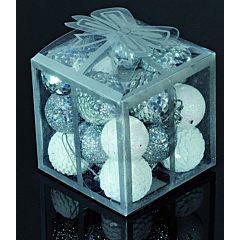 Набір кульок, 20 шт, 3 см, с блискітками, колір сріблястий, білий, (5900410294851SILVERWHITE), Jumi