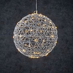 Куля декоративна срібна, 33 см, 80 led, Luca Lighting