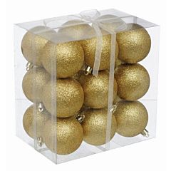 Набор шариков, 18 шт, 6 см, с блестками, пластик, цвет золотой, Jumi