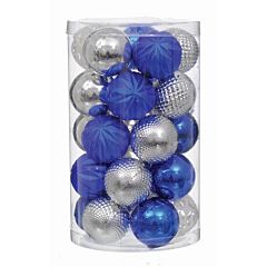 Набор пластиковых шариков, 25 шт, 6 см, цвет серебряный, синий, Jumi