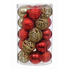 Набор пластиковых шариков, 25 шт, 6 см, цвет красный, золотой, Jumi