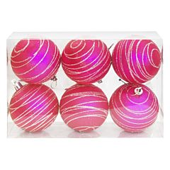 Набор шариков, 6 шт, 7 см, пластик, цвет розовый с узором, Jumi