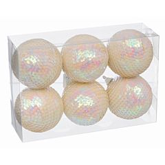 Набор пластиковых шариков, 6 шт, 6 см, айвори с блестками, Jumi