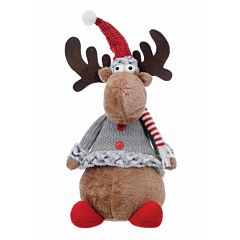 Фігурка новорічна, 50 см, Олень, текстильний, коричневий, червоний, Jumi