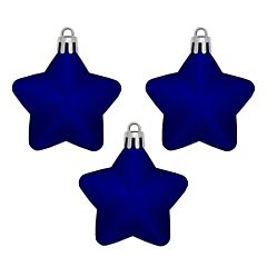 Елочные пластиковые украшения "Звезда", 3шт., 6 см., цвет синий, Chomik