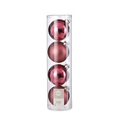 Елочные стеклянные шарики 4 шт, 10 см, цвет розовый, House of Seasons