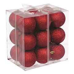 Набір кульок, 18 шт, 6 см, з блискітками, пластик, колір червоний, Jumi