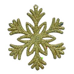Новогоднее украшение "Снежинка", 10 см., 1 шт., пластик, золотистый, Jumi
