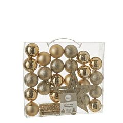 Елочные шарики 33 шт., комплект, микс оттенков золотого, House of Seasons