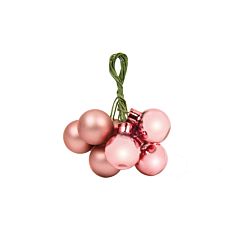Ялинкові скляні кульки-грони "House of Seasons", темно-рожеві Ø 2 см