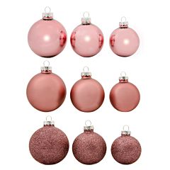 Ялинкові скляні кульки "House of Seasons" комплект 26 шт, Ø 7/6/5 см темно-рожеві
