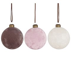 Набір ялинкових скляних кульок матових "House of Seasons" 12 шт, Ø 8 см, бордовий, рожевий, білий