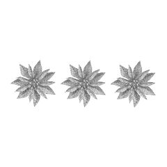 Квітка декоративна на кліпсі срібляста "House of Seasons" 10 см , 3 шт