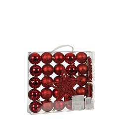 Ялинкові кульки 33 шт., комплект, мікс відтінків червоного, House of Seasons