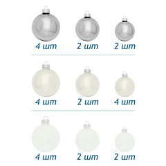 Ялинкові кульки 26 шт, Ø 7/6/5 см, колір білий, House of Seasons