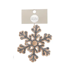  Прикраса декоративна дерев'яна, Сніжинка. 10 см, (8718861620351SNIZHINKA), House of Seasons