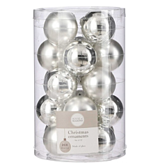 Ялинкові скляні кульки, 20 шт., 4 см., сріблястий, (8718861800203), House of Seasons