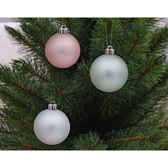 Ялинкові пластикові кульки матові комплект 6 шт, Ø 6 см, салатовий, рожевий, срібний, Chomik