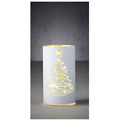 Светильник декоративный стеклянный, led 15, 9*15 см, белый, елочка, 3АА, Luca Lighting