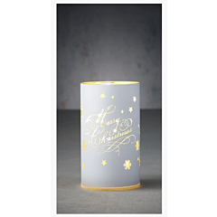 Світильник декоративний скляний, led 15, 9*15 см, білий, сніжинки, 3АА, Luca Lighting