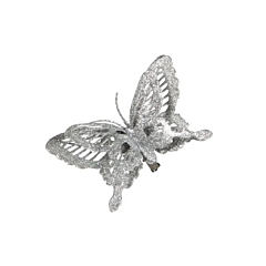 Прикраса декоративна кліпса "Метелик сріблястий", Christmas House
