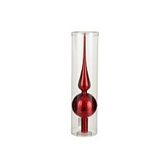 Ялинкова скляна верхівка, 31 см, колір червоний, блискітки, (8718861625882BLUSK), House of Seasons