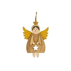 Декоративна підвіска 11 см, Янгол в короні, золоті крила, (8718861655957GOLDVKORONE), House of Seasons