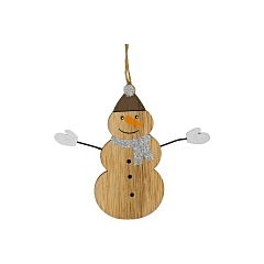 Декоративная подвеска 11 см, Снеговик, деревянная, (8718861655964SNEGOVIK), House of Seasons