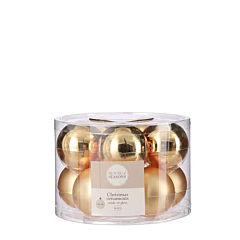 Ялинкові скляні кульки 10 шт, 6 см, колір золотий, House of Seasons