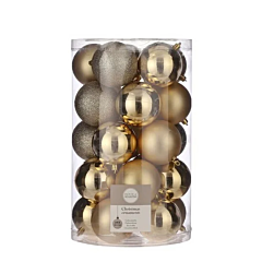Елочные шарики 25 шт, 8 см, пластик, цвет золотой, House of Seasons
