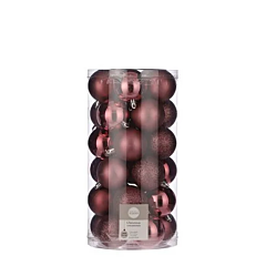 Ялинкові кульки 30 шт, 6 см, пластик, колір темно-рожевий, House of Seasons
