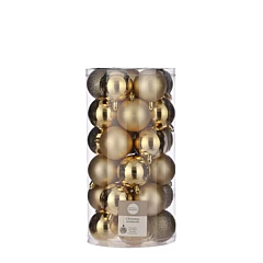 Ялинкові кульки 30 шт, 6 см, пластик, колір золотий, House of Seasons