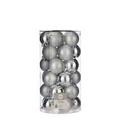 Елочные шарики 30 шт, 6 см, пластик, цвет серебро, House of Seasons