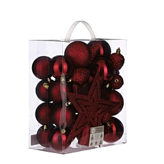 Комплект елочных шаров и украшений, 40 шт, цвет красный, House of Seasons