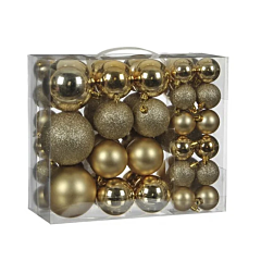 Ялинкові кульки 46 шт, пластик, колір золотий, House of Season