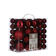 Ялинкові кульки 46 шт, пластик, колір червоний, House of Season