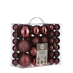 Елочные шарики 46 шт, пластик, цвет розовый, House of Season