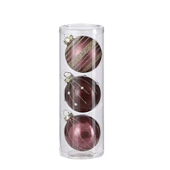 Ялинкові кульки 3 шт, 7 см, скло, колір рожевий, House of Seasons
